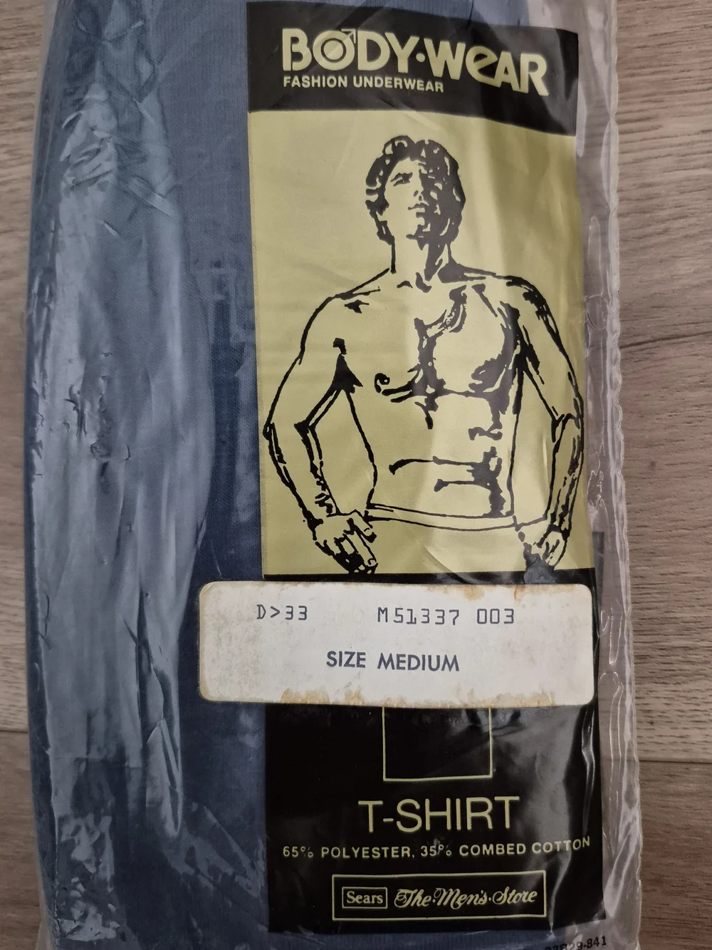 Vintage Sears Body-Wear Men's Blue T-Shirt Size Medium NOS Deadstock